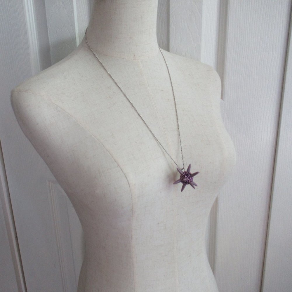 Handwoven Spiked purple ooak pendant